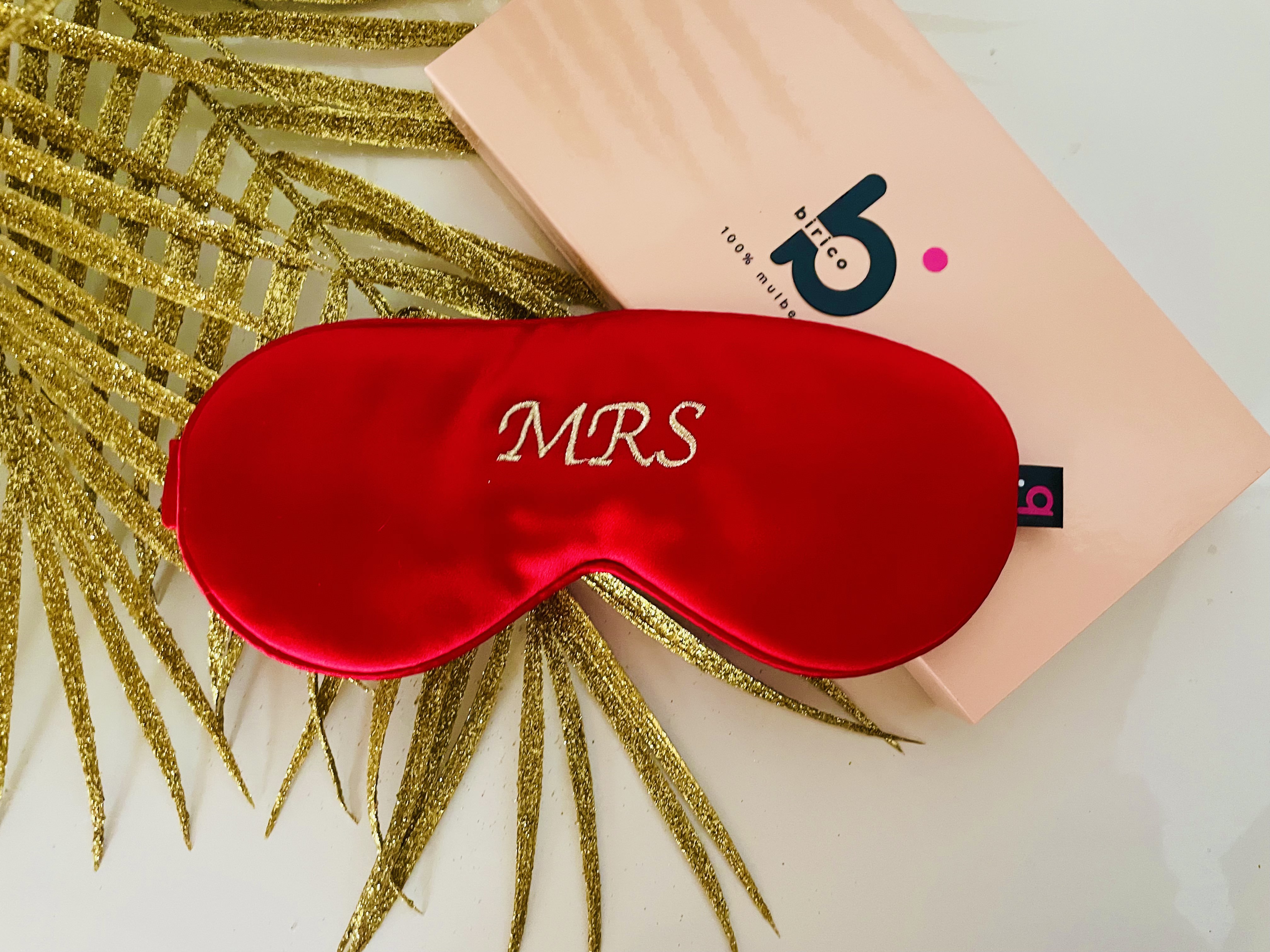  Шелковая маска для сна Красная "Mrs"